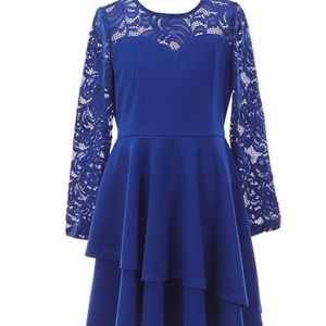 Rare Editions Lace/Scuba Two-Tier Fit-And-Flare Dress Big Girls Size 14